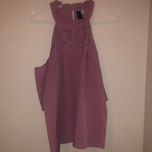 Cold shoulder halter top blouse